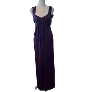 Max Studio szL purple maxi dress cute bodice worn 2X 1 small patched hole EUC